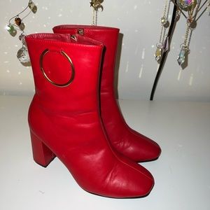Vegan Leather Red Boots